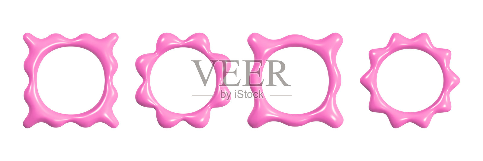 灵感来自Y2K美学的彩色复古粉色波浪框架，适用于数字艺术项目和创意设计的扁平矢量设计。插画图片素材