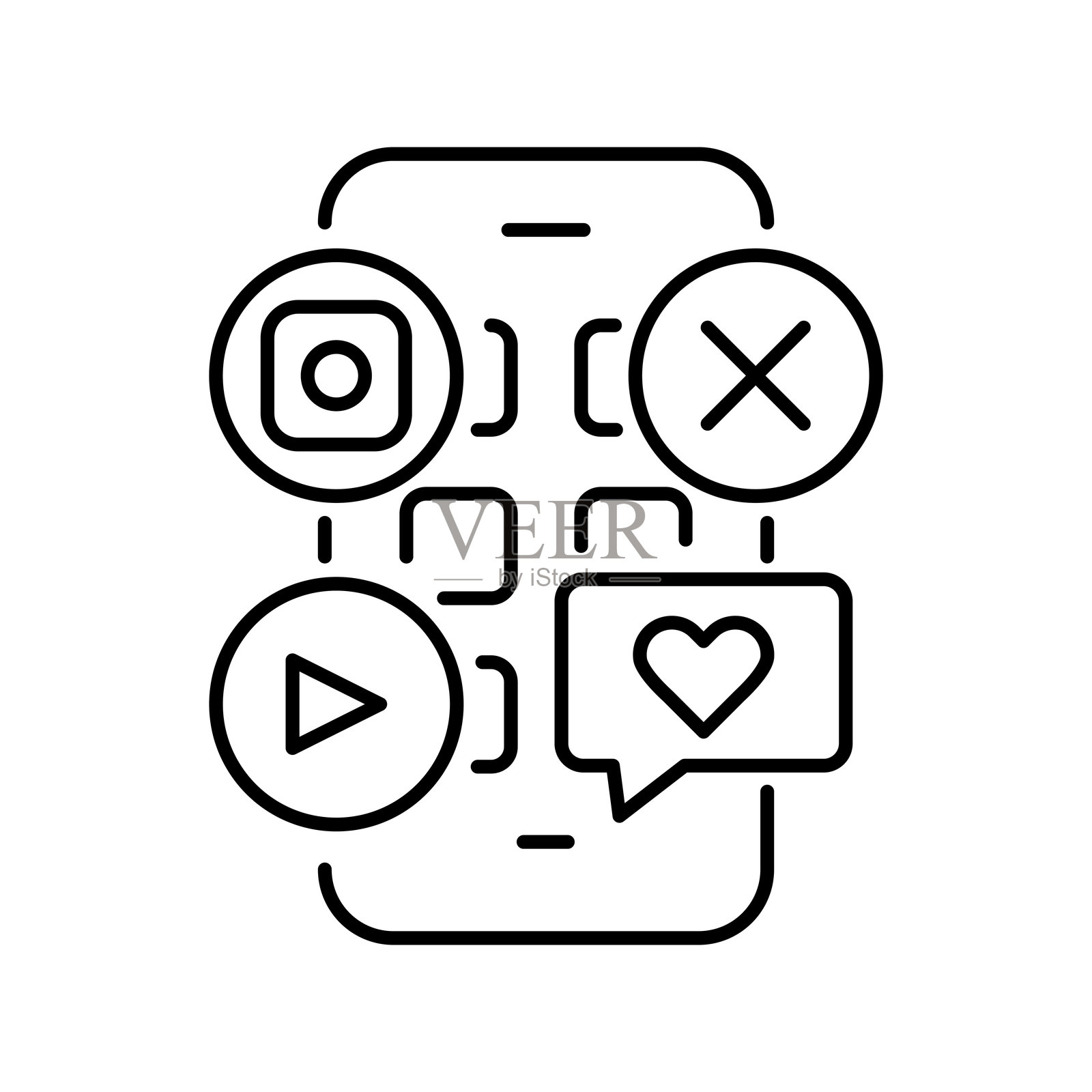 数字平台黑色线条图标。插画图片素材