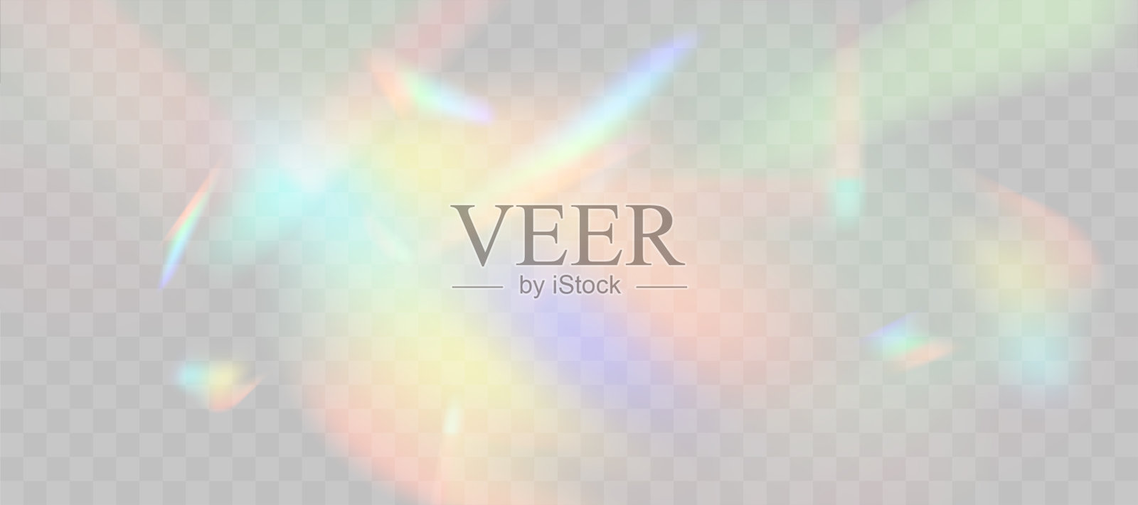 模糊的彩虹折射叠加效果。透明背景上的光学镜头棱镜效果。全息反射，水晶光晕泄漏阴影叠加。矢量抽象插图。插画图片素材