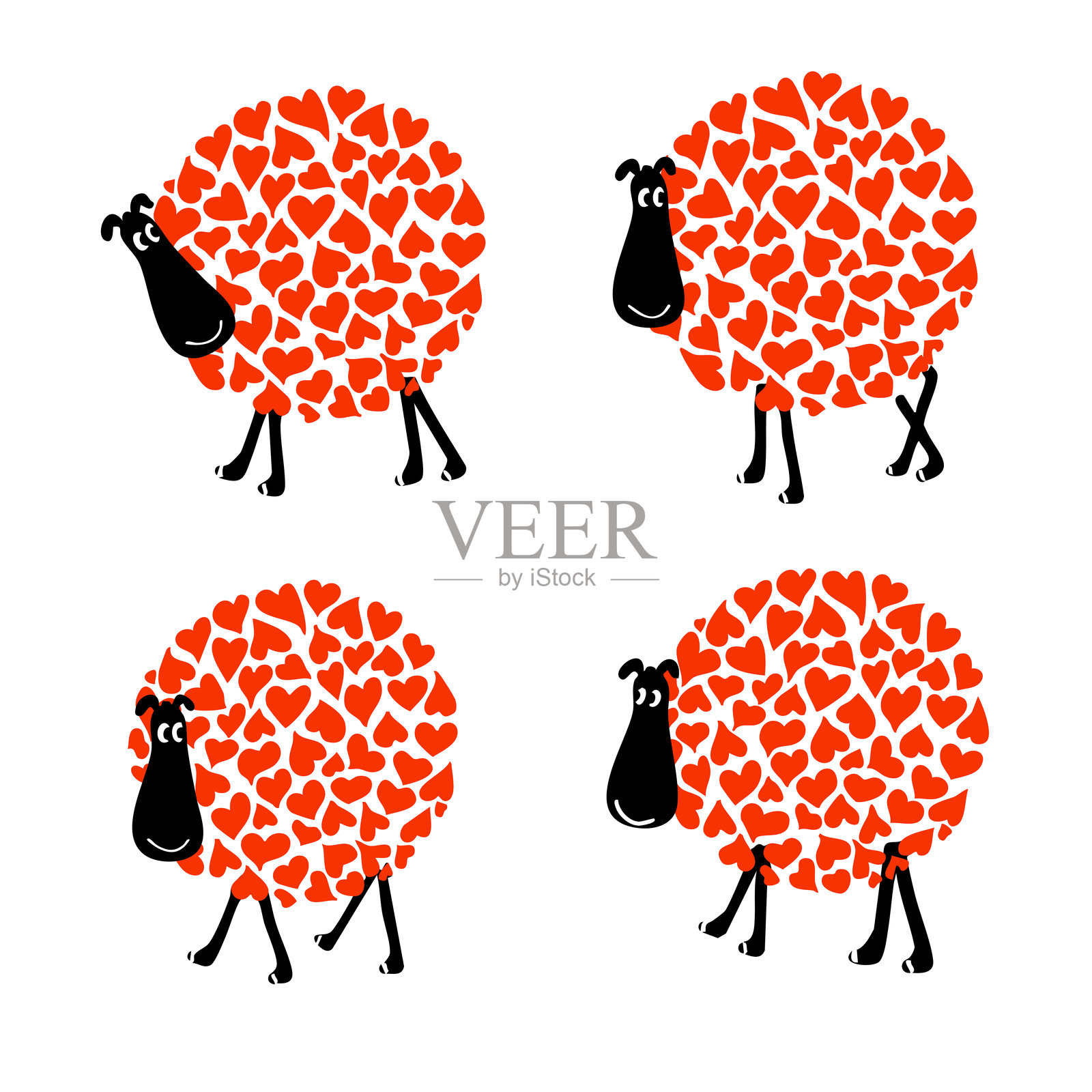 一组搞笑的羊的图片插画图片素材