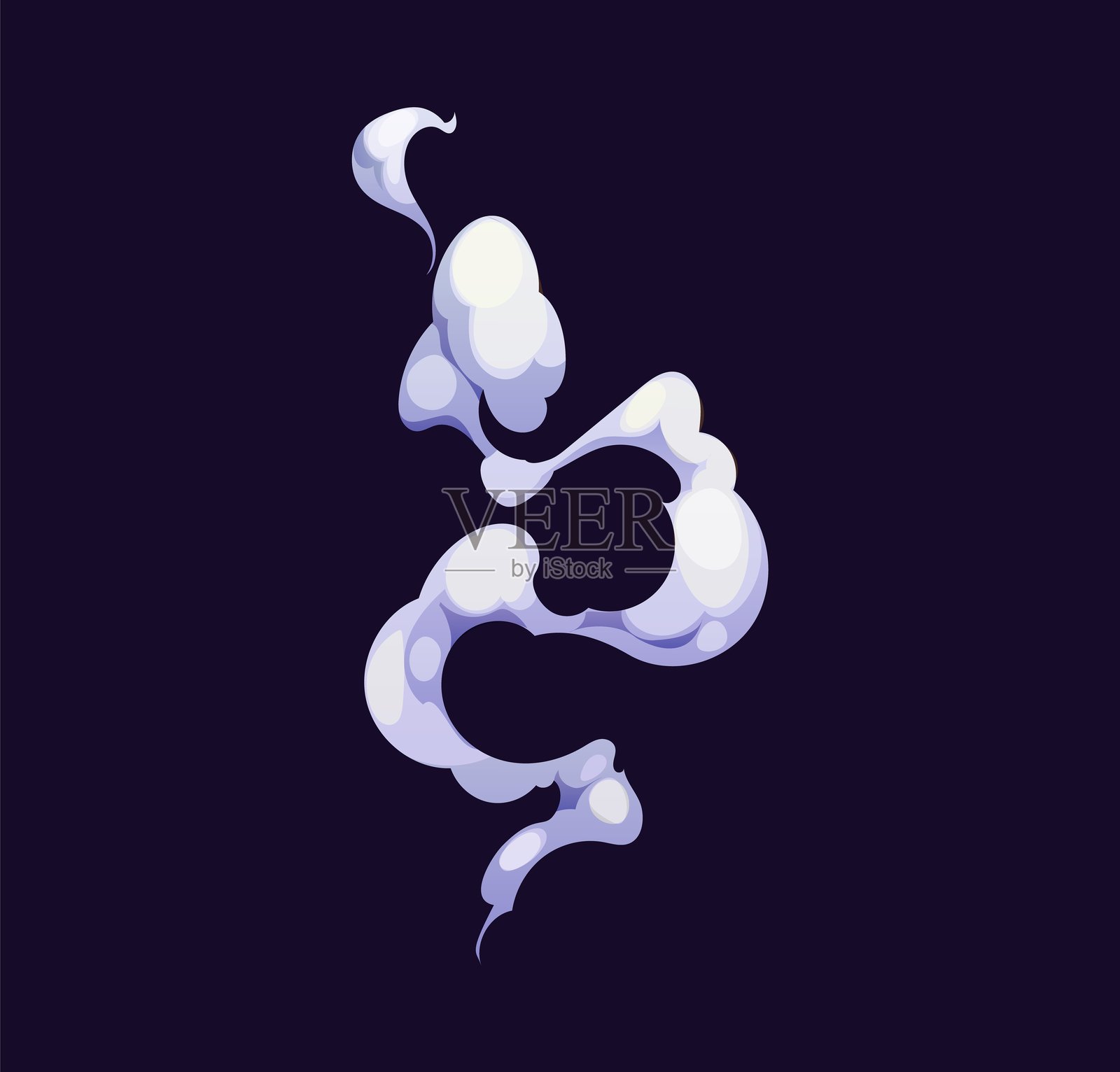 曲线白云，卡通烟雾，香气插画图片素材