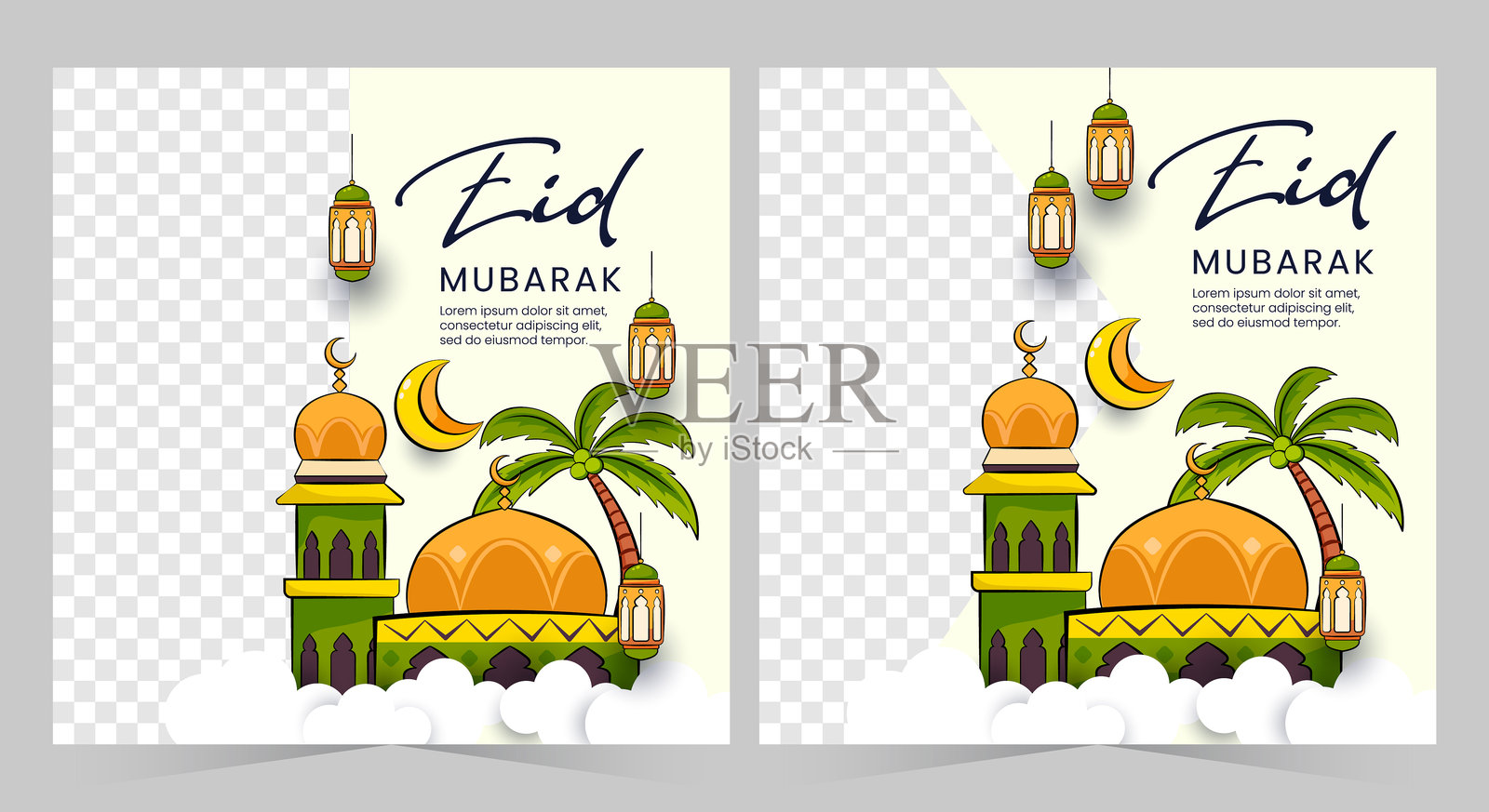 伊斯兰教宰牲节庆祝设计。伊斯兰社交媒体帖子插画图片素材