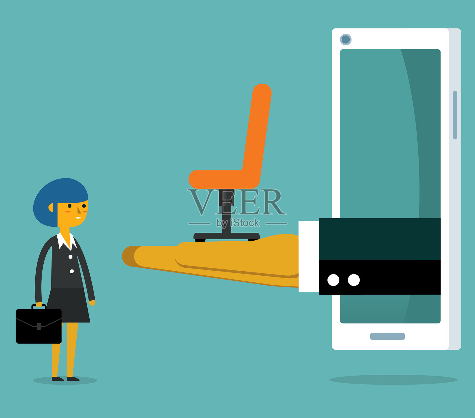 女商人-新工作-智能手机插画图片素材