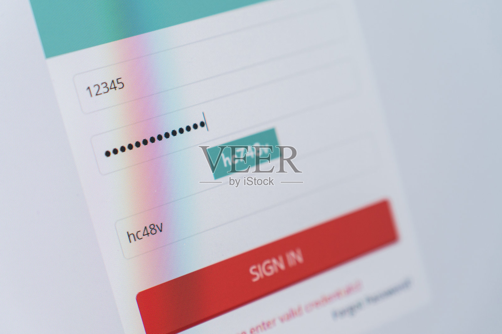 带有安全密码输入和验证码的登录页面照片摄影图片