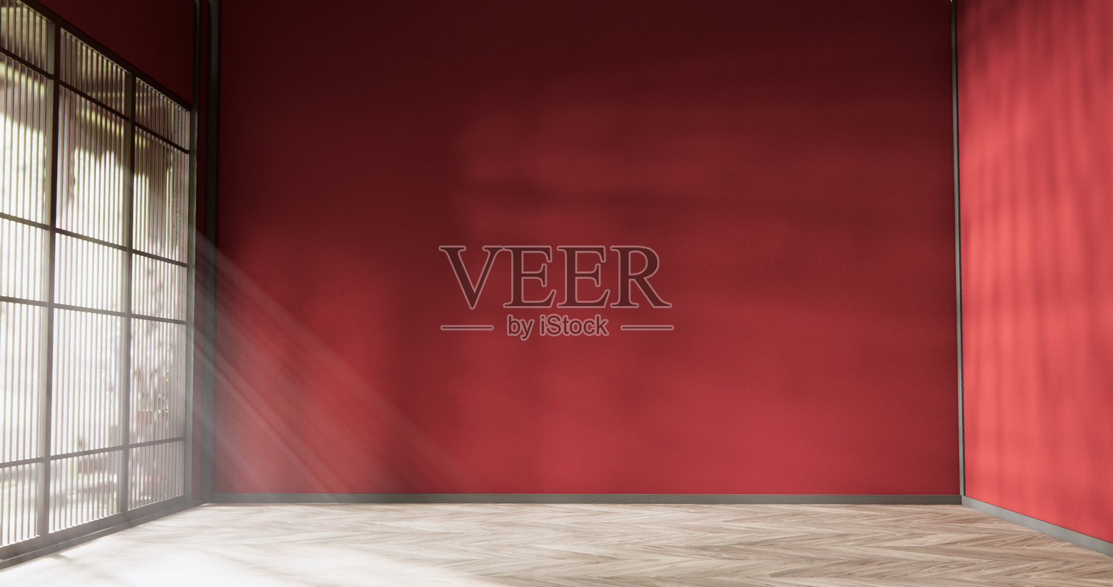 红色的情人节房间，日式传统风格。照片摄影图片