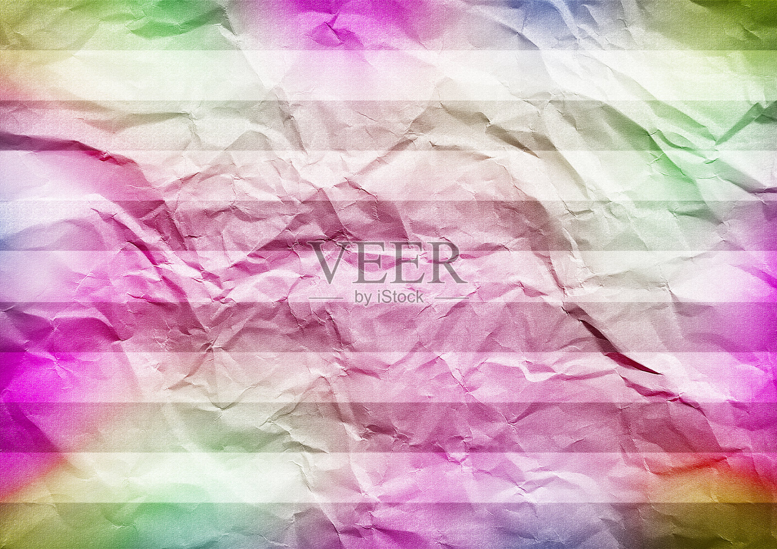 五彩斑斓的皱纹条纹纸背景。照片摄影图片