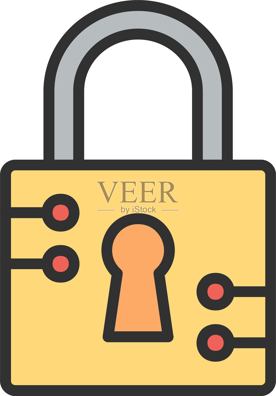 填充的锁形轮廓图标插画图片素材