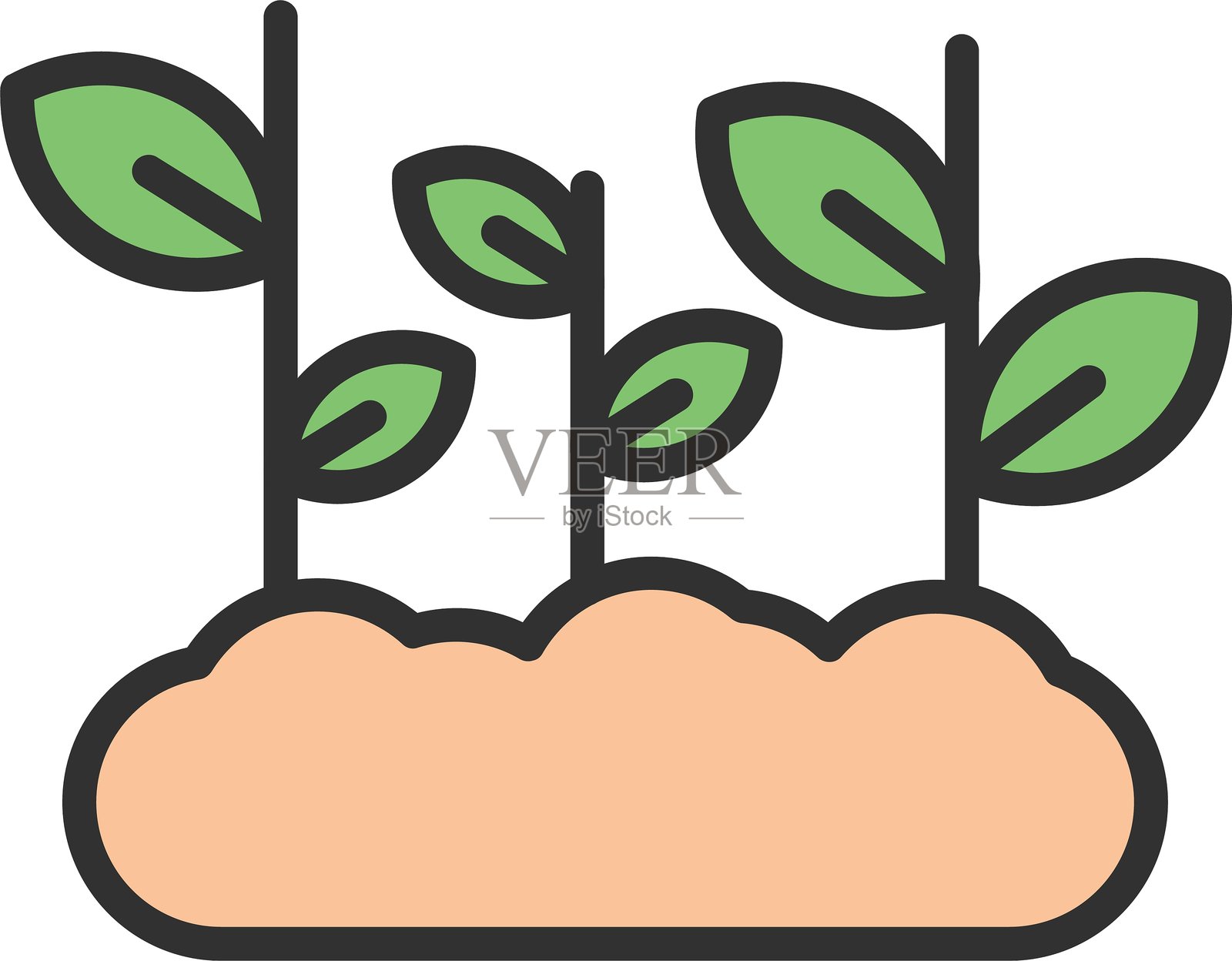 芽芽轮廓填充图标插画图片素材