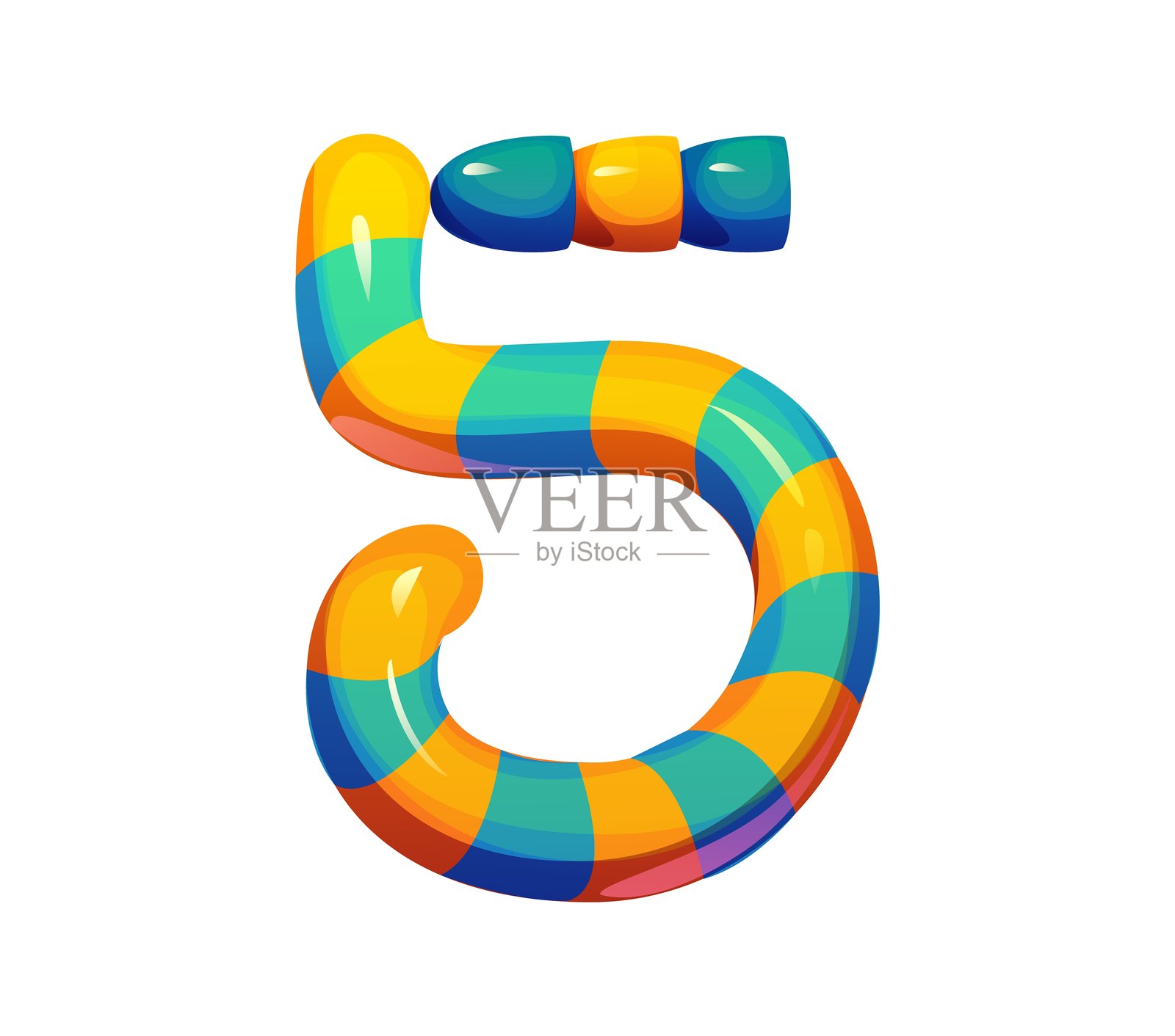 卡通埃及字体金色权杖五位数字插画图片素材