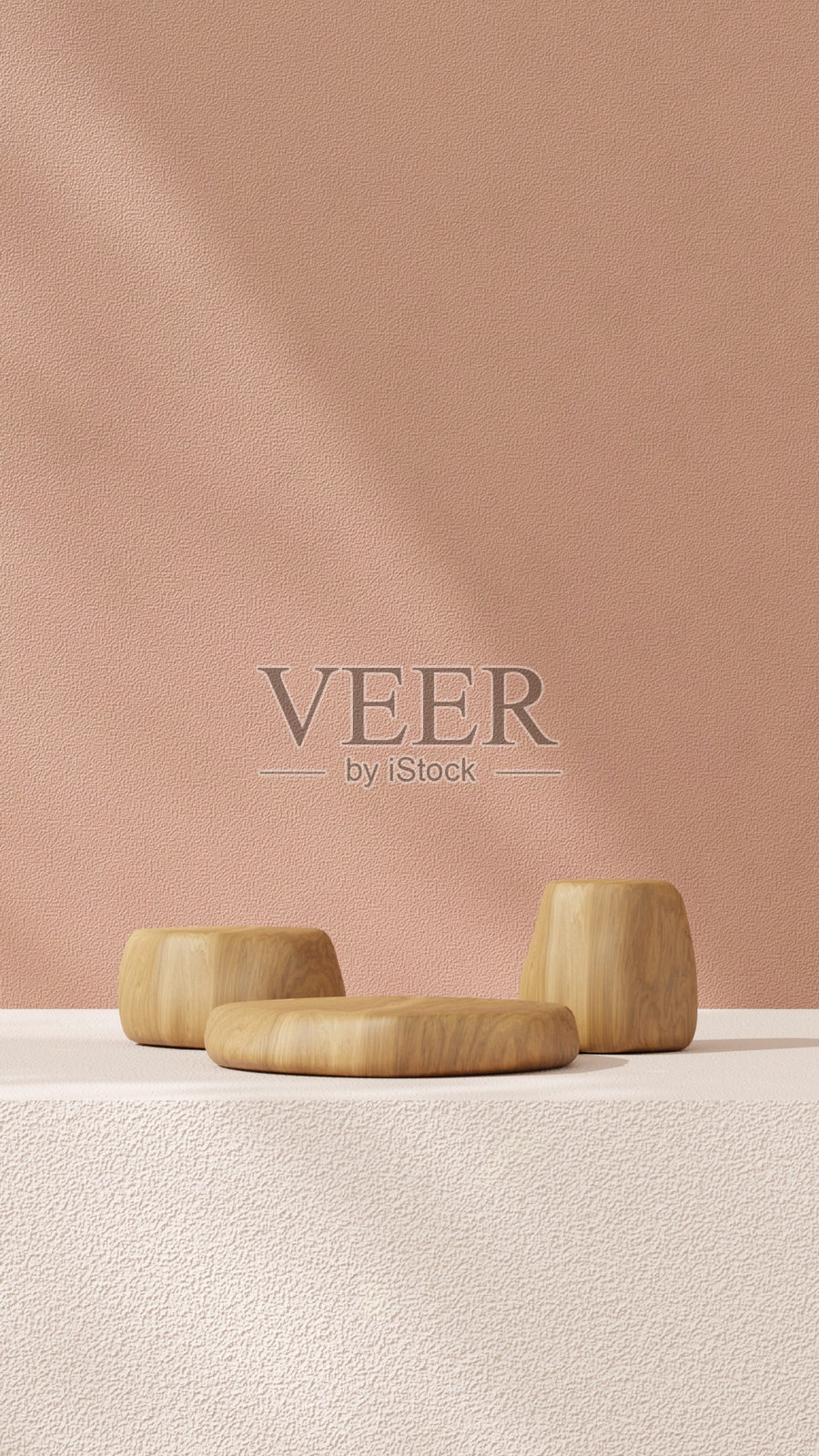 一个空的产品展示场景，采用极简风格，沐浴在晨光中的肖像。照片摄影图片