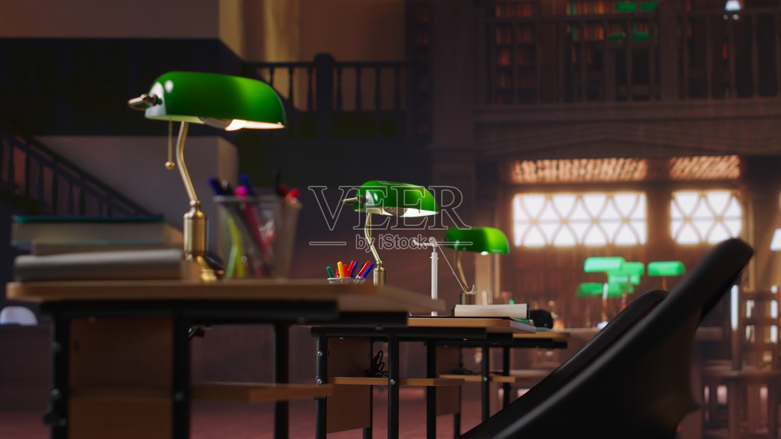 传统图书馆，拥有宏伟的内部装潢，设有书架和学习区域照片摄影图片