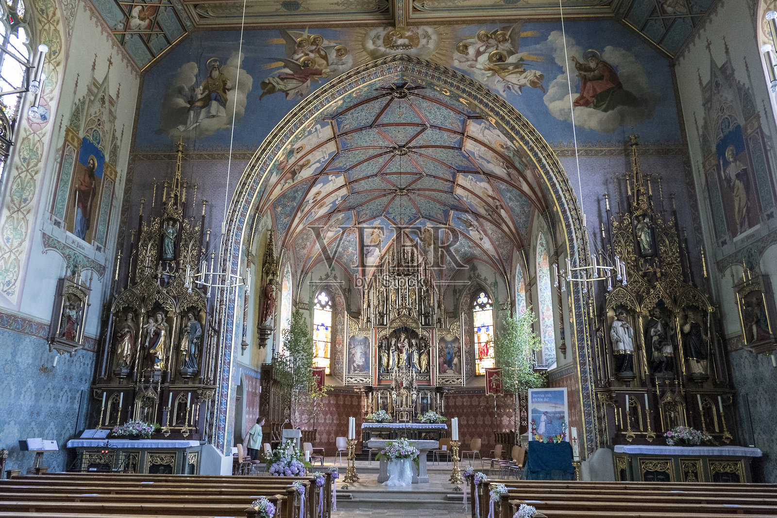 德国巴伐利亚州慕尼黑的韦特瑙圣佩拉尔吉乌斯教堂，圣雅各之路照片摄影图片