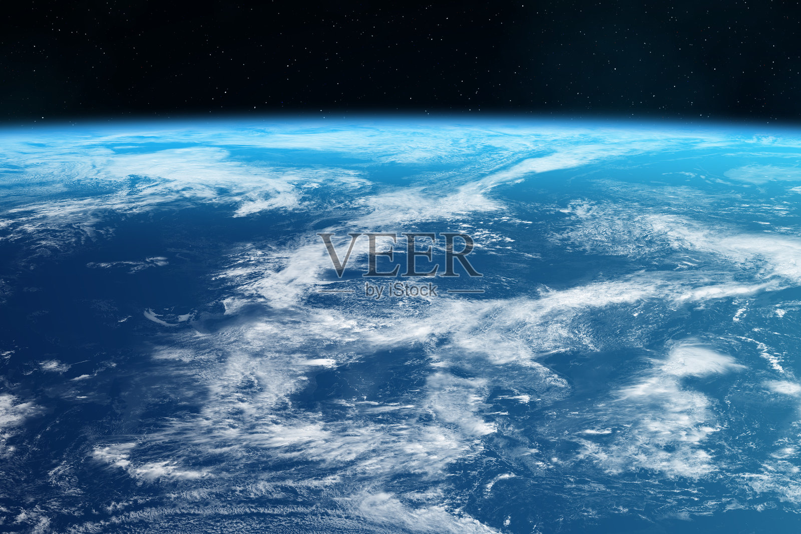 地球与世界海洋和云彩。太空横幅模板。照片摄影图片