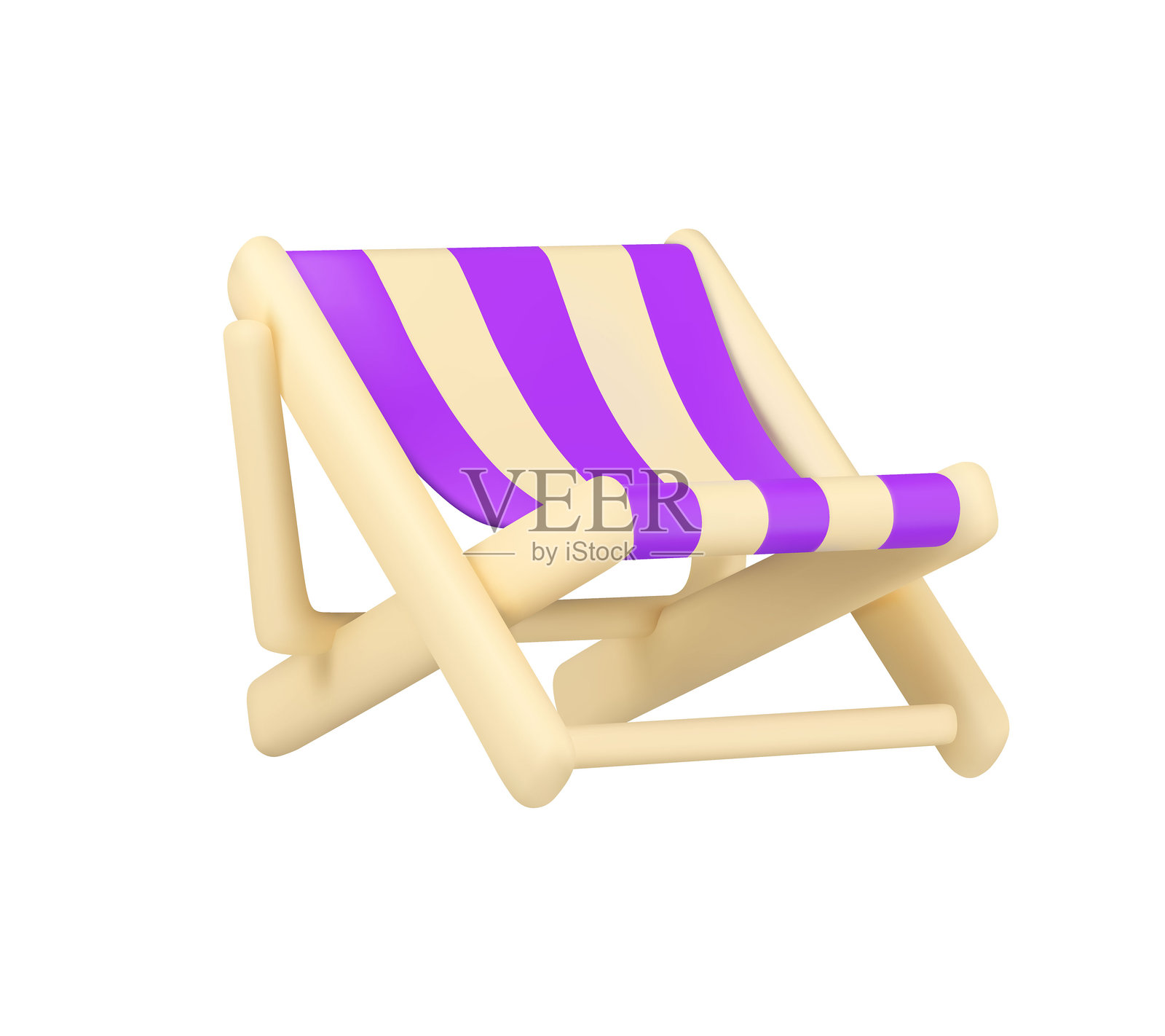 沙滩椅卡通矢量3D图标插画图片素材