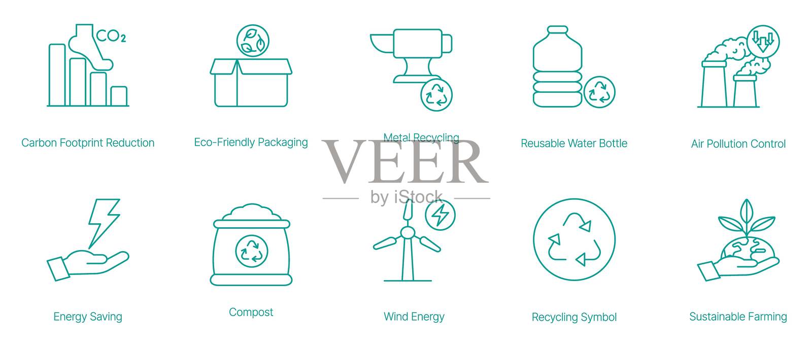 减少碳足迹与可持续能源，追求环保生活插画图片素材