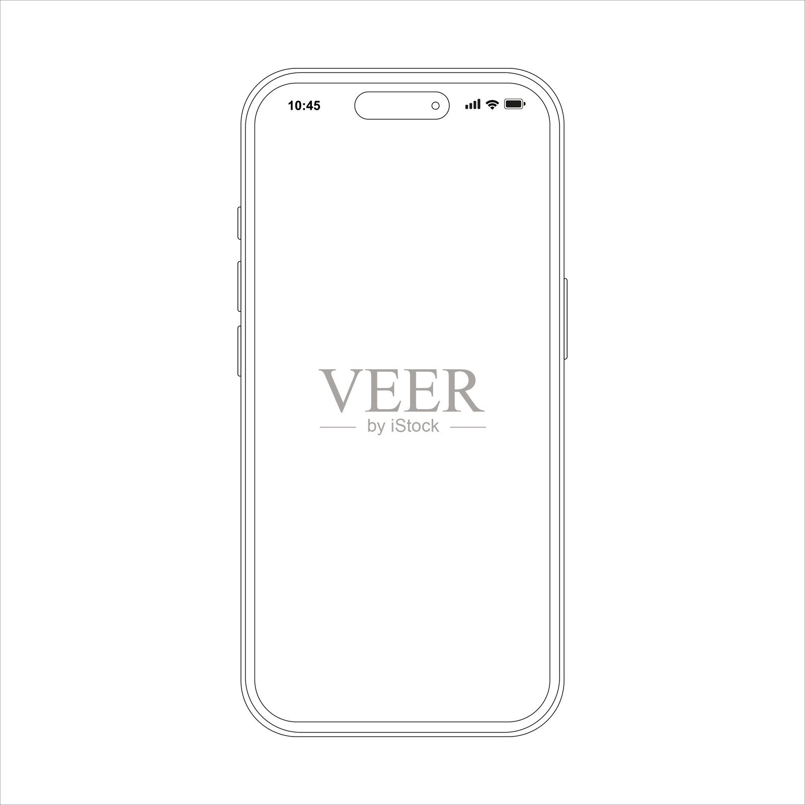 智能手机矢量图和空白屏幕，孤立在白色背景上插画图片素材