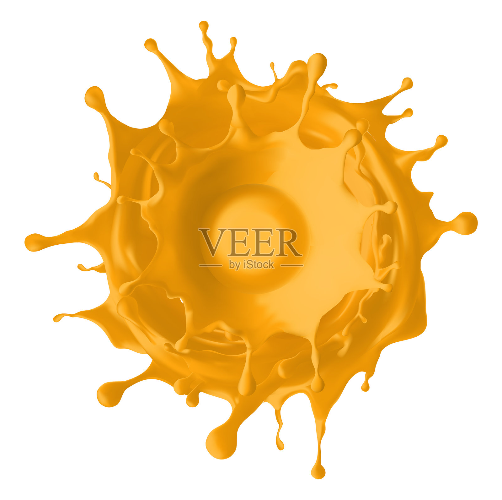 顶部视角的柑橘果汁飞溅真实矢量插图集。健康的天然饮料飞溅而出。插画图片素材