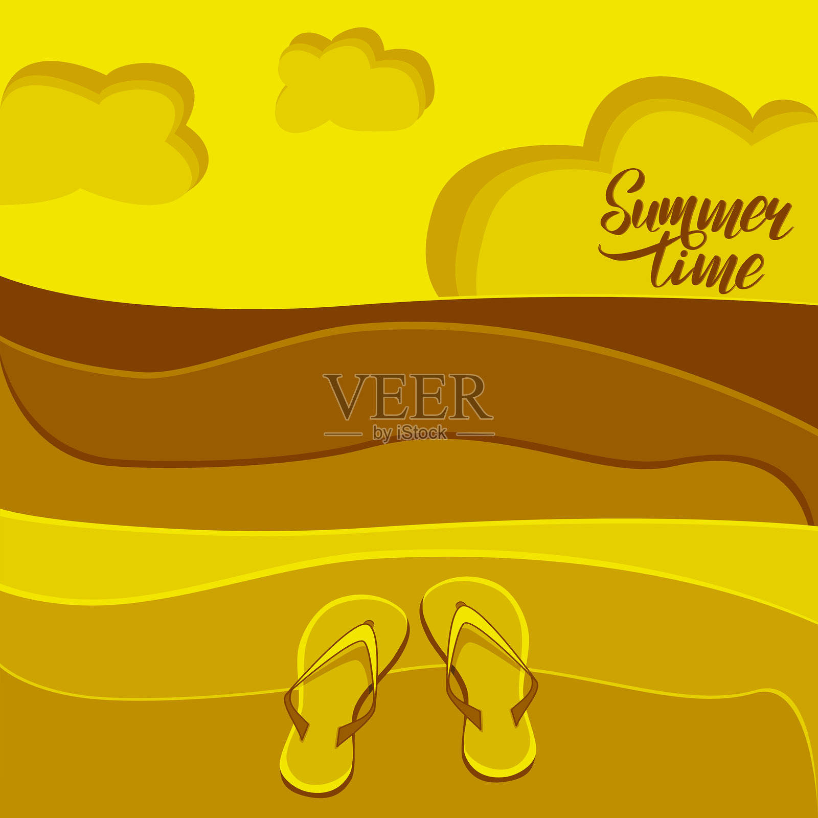 沙滩上的人字拖矢量图形插画图片素材