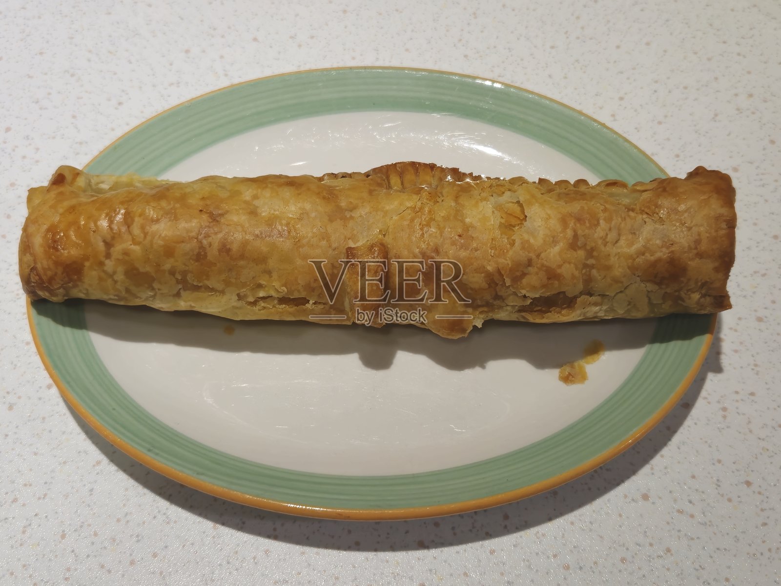 在苏格兰廷德伦的盘子上的香肠卷照片摄影图片