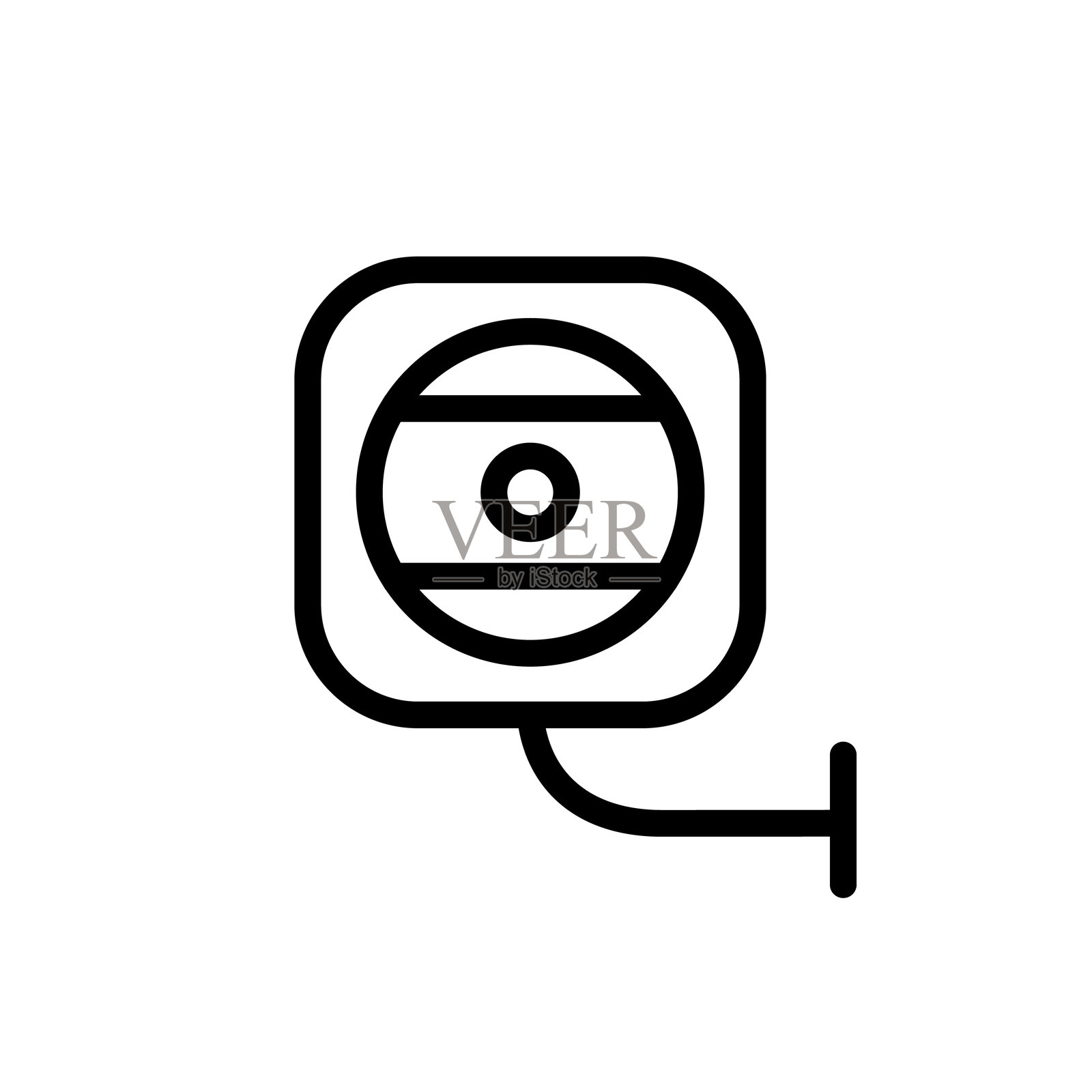 监控摄像头图标，线条风格的视频监控插画图片素材