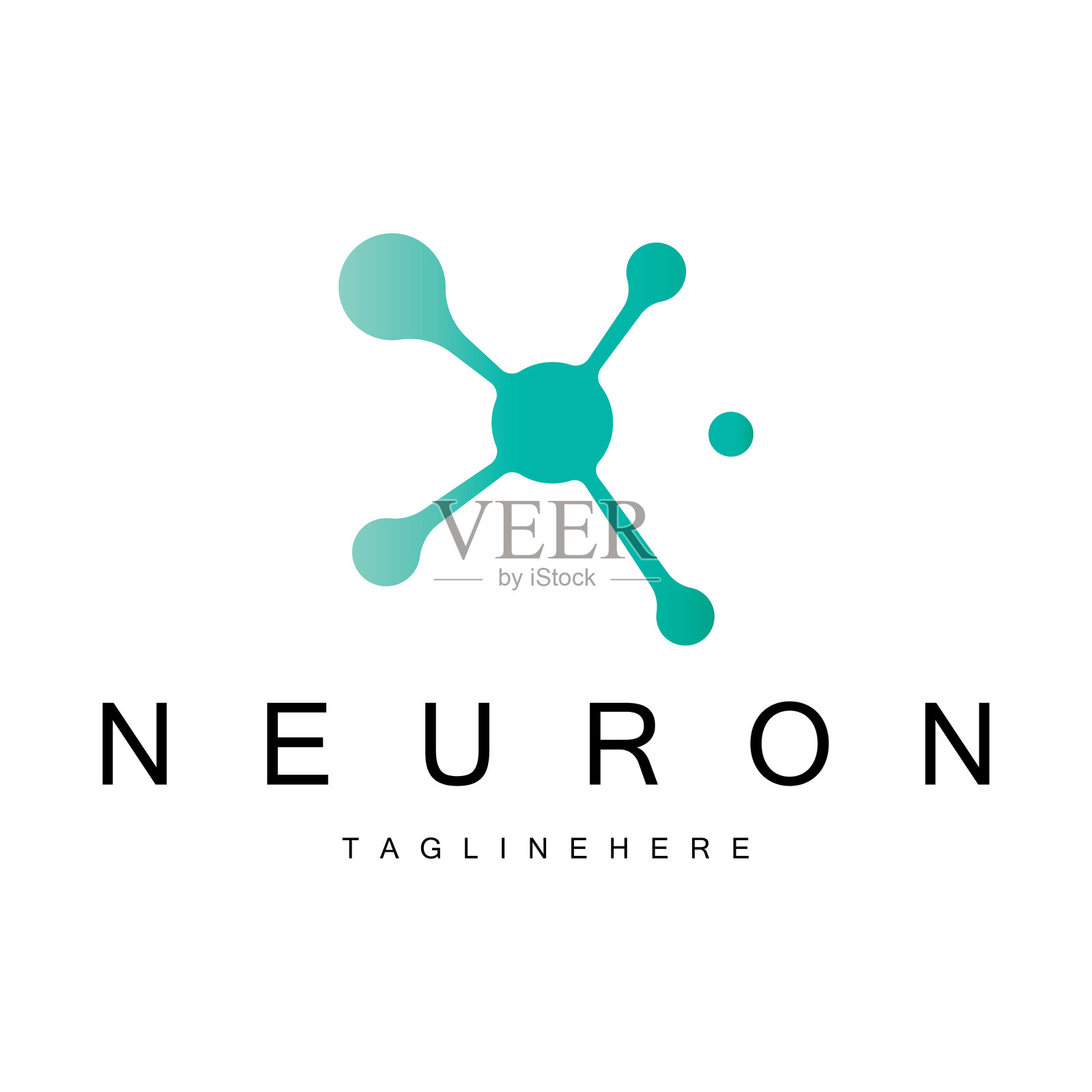 神经元标志或脑神经细胞标志设计，模板图标，分子，原子，脑细胞，带有矢量概念的标志插图模板插画图片素材