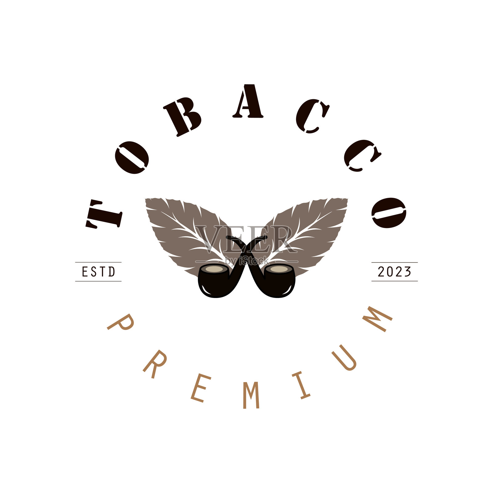 烟草标志设计，适用于烟草种植、烟草仓库、雪茄业务，矢量图插画图片素材