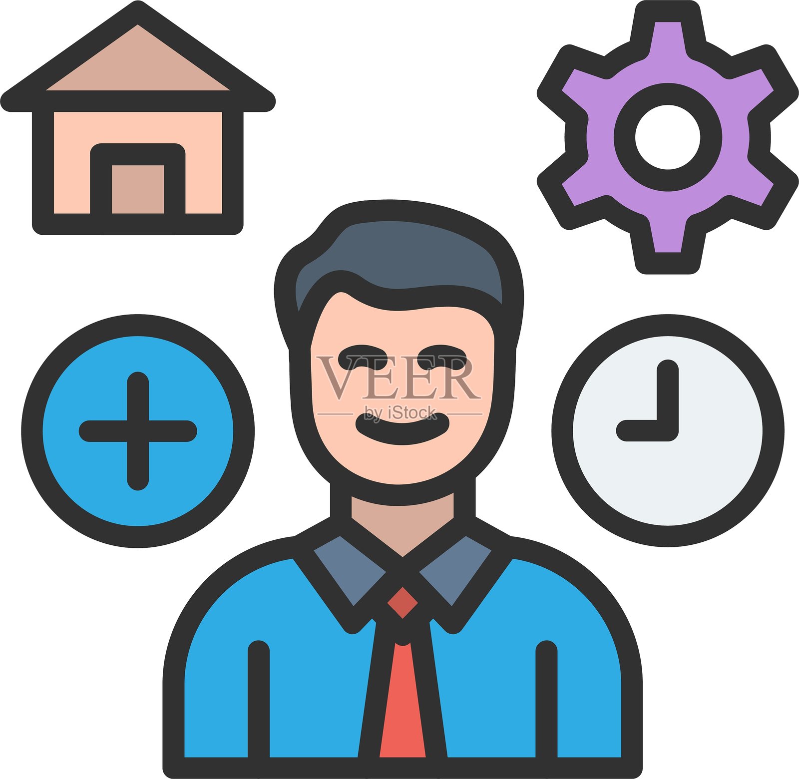 员工轮廓填充图标插画图片素材