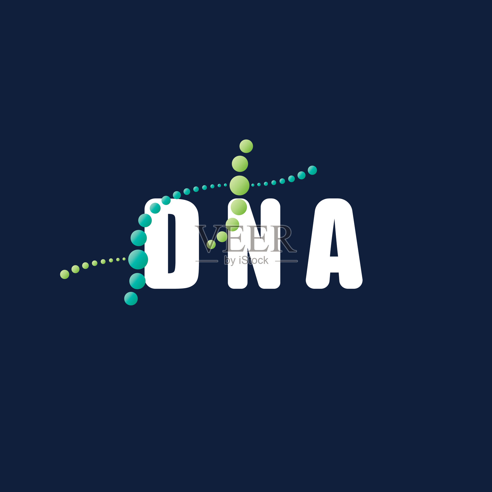 DNA分子标志设计。医学基因螺旋结构标志矢量EPS概念。遗传标志插画图片素材