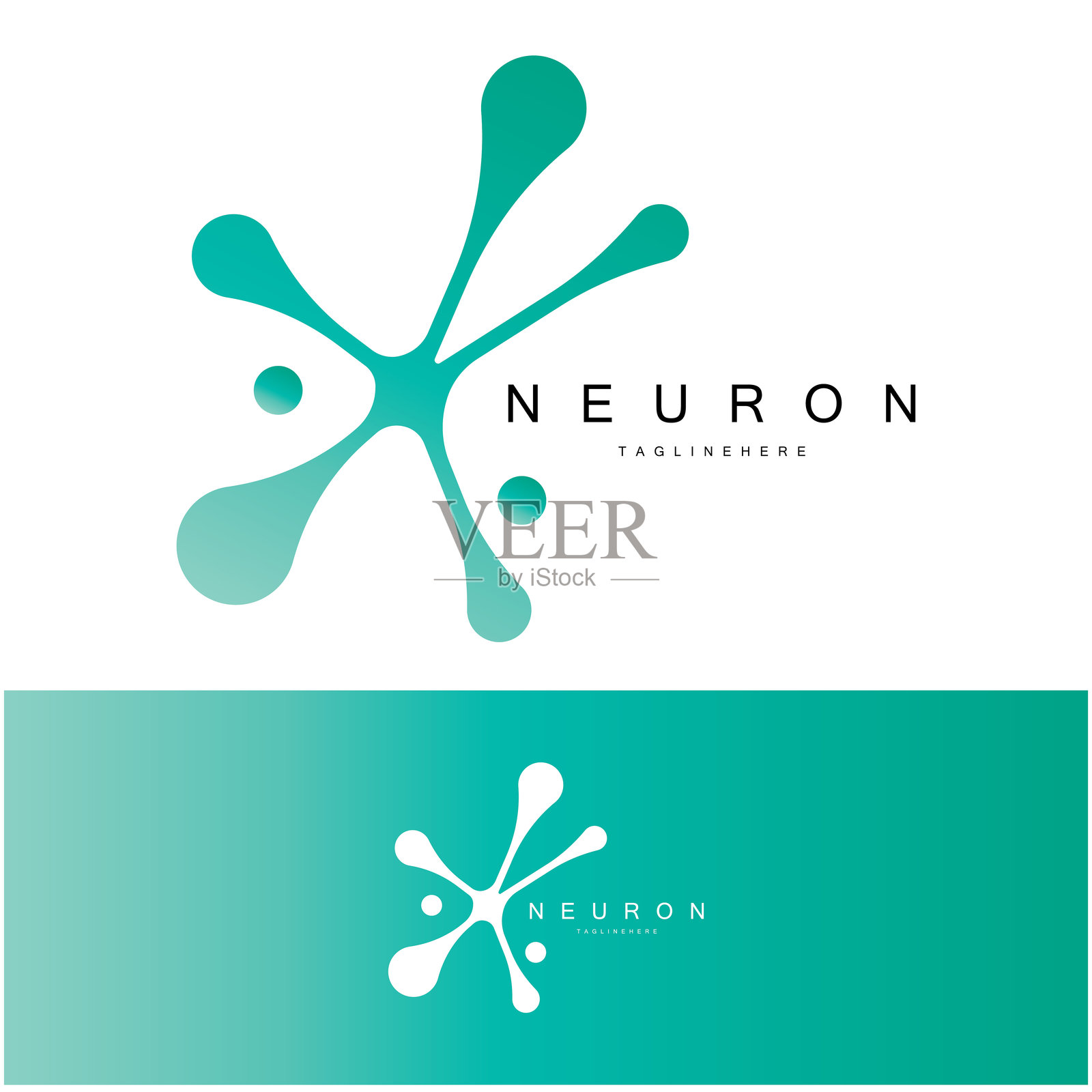 神经元标志或脑神经细胞标志设计，模板图标，分子，原子，脑细胞，带有矢量概念的标志插图模板插画图片素材