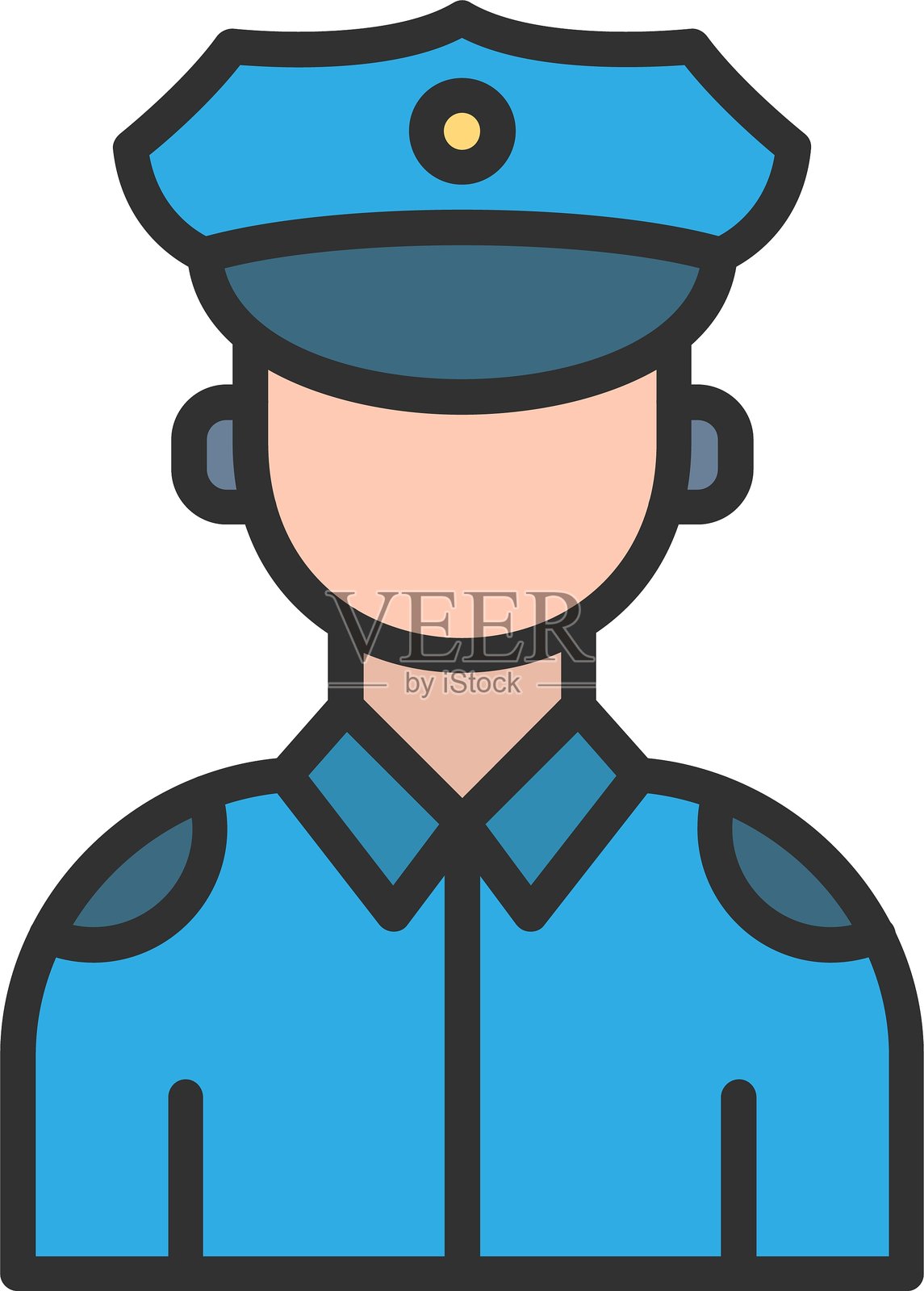 警察图标轮廓填充插画图片素材