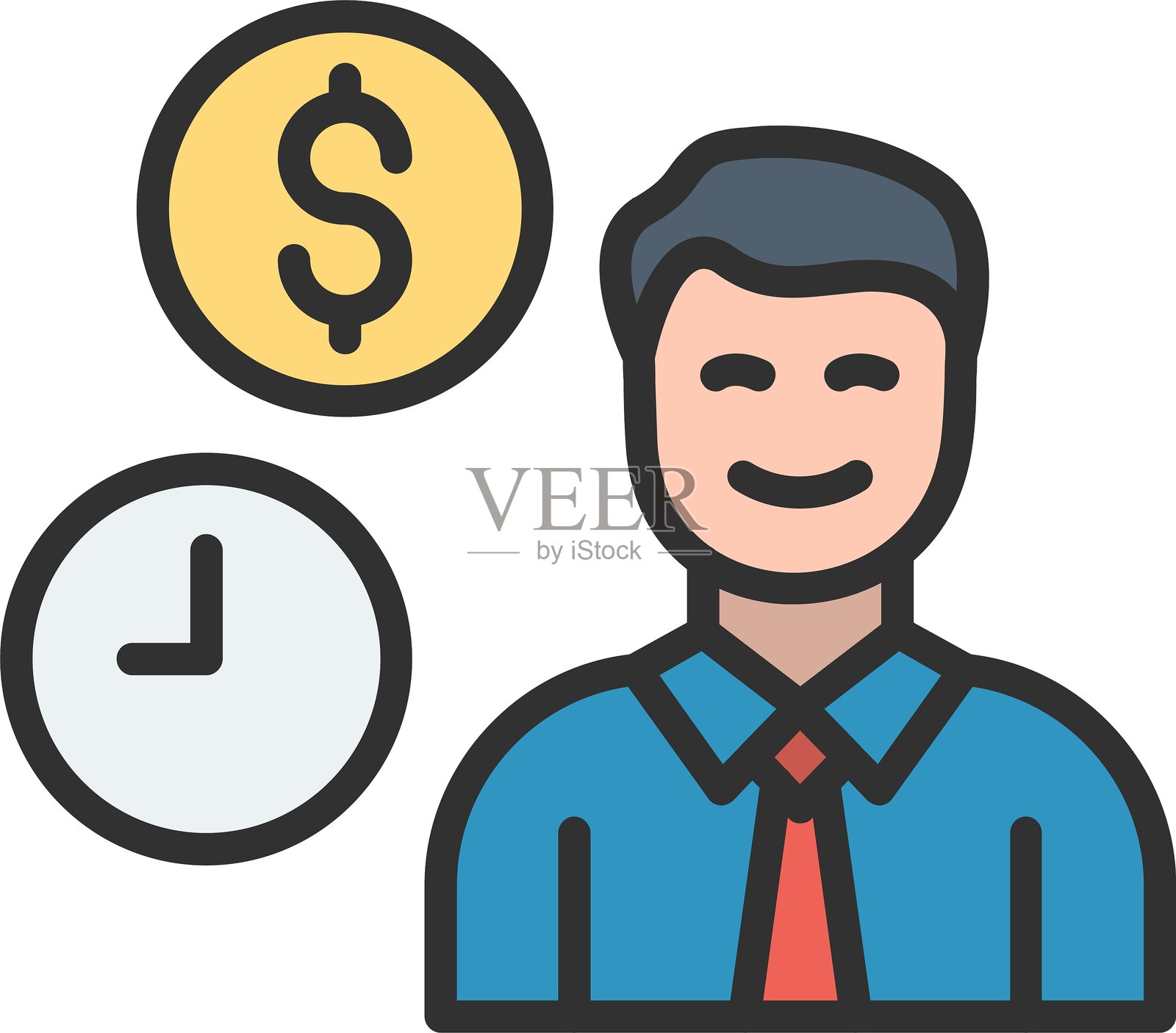 商业大纲填充图标插画图片素材