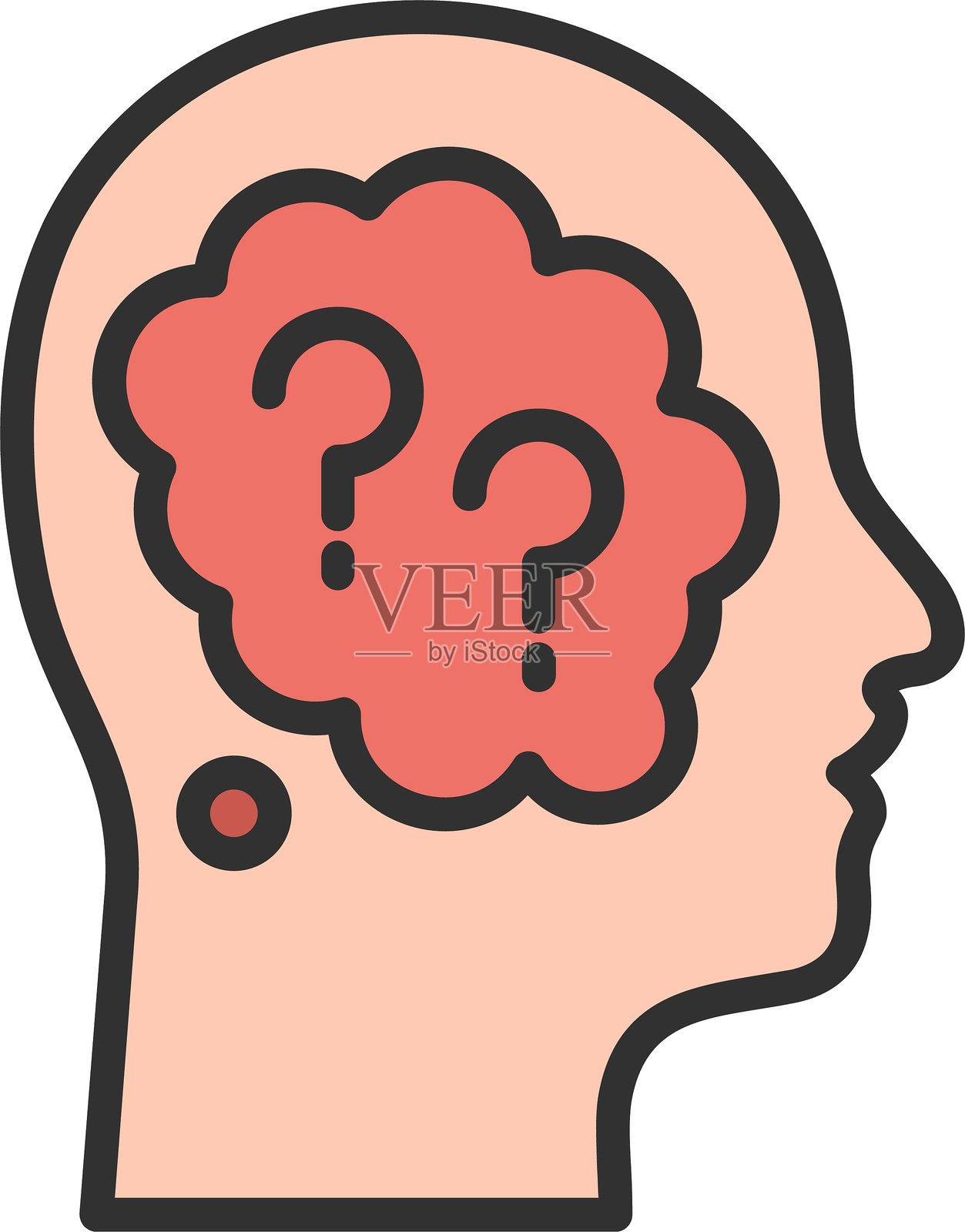 阿尔茨海默病轮廓填充图标插画图片素材