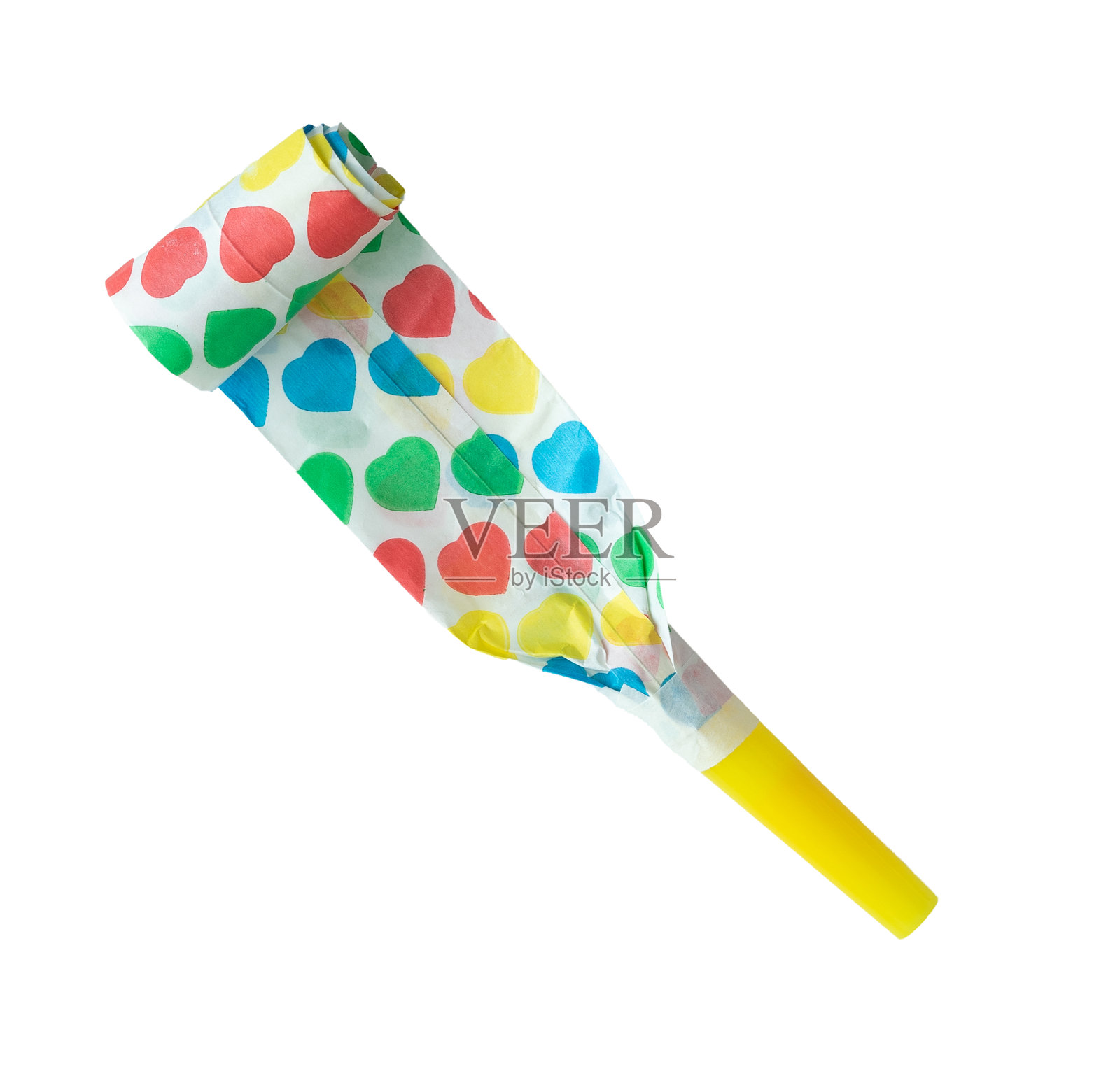 五彩缤纷的派对喇叭，适用于新年和生日庆祝活动。照片摄影图片