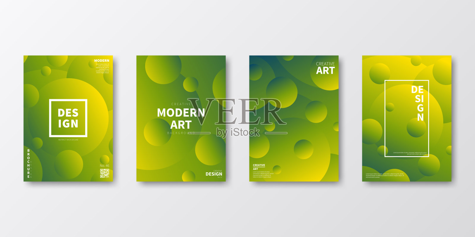 宣传册模板布局，绿色封面设计，商业年度报告，传单，杂志插画图片素材