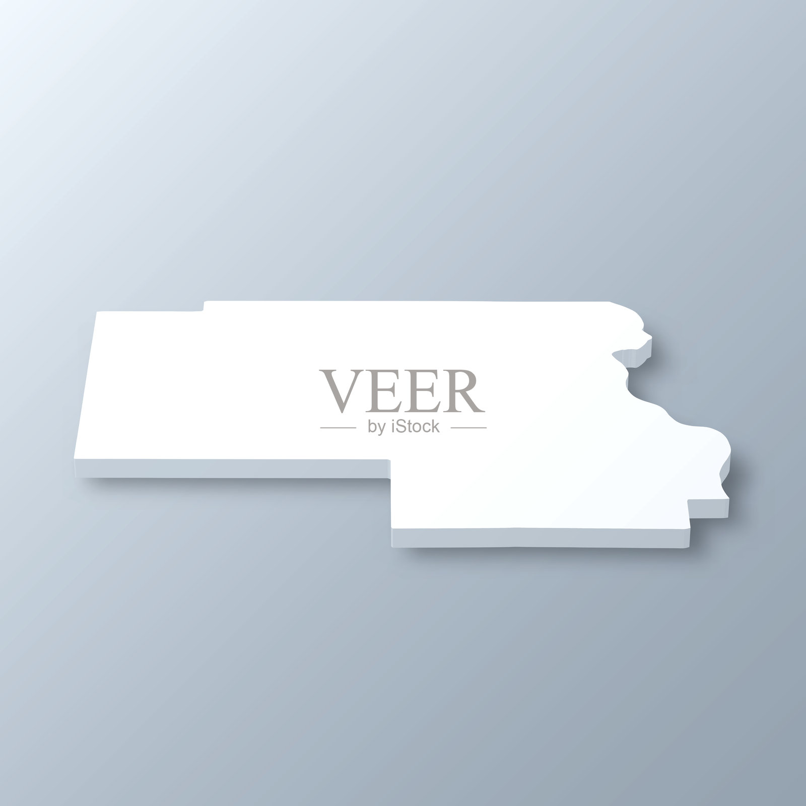 内布拉斯加州瑟斯顿县。灰色背景上的3D地图插画图片素材