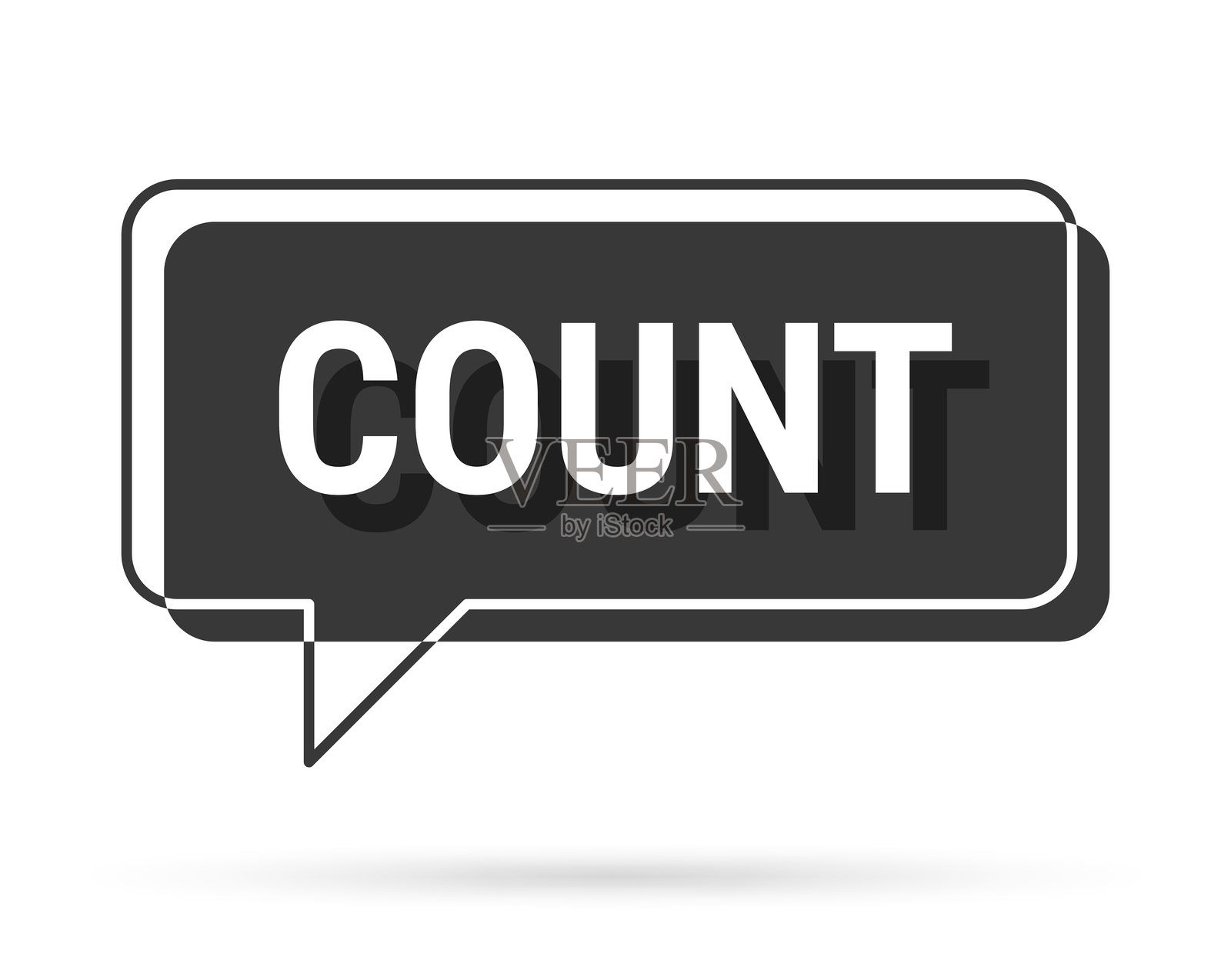 计数 - 白色背景上的3D黑色对话气泡插画图片素材