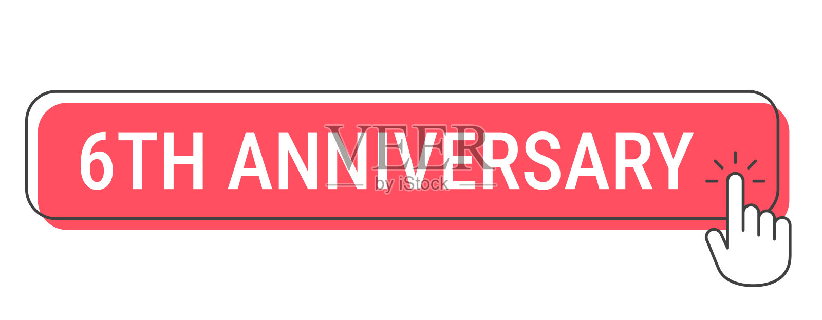 第六周年 - 白色背景上用手指光标点击按钮插画图片素材