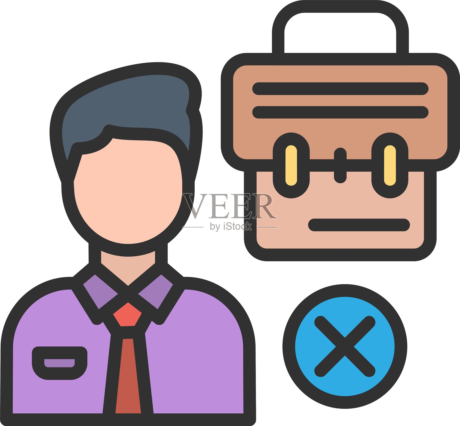 失业者轮廓填充图标插画图片素材