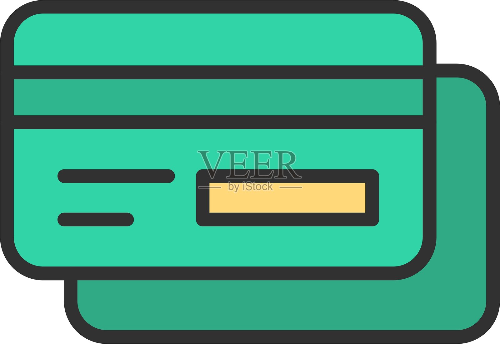 填充的借记卡轮廓图标插画图片素材