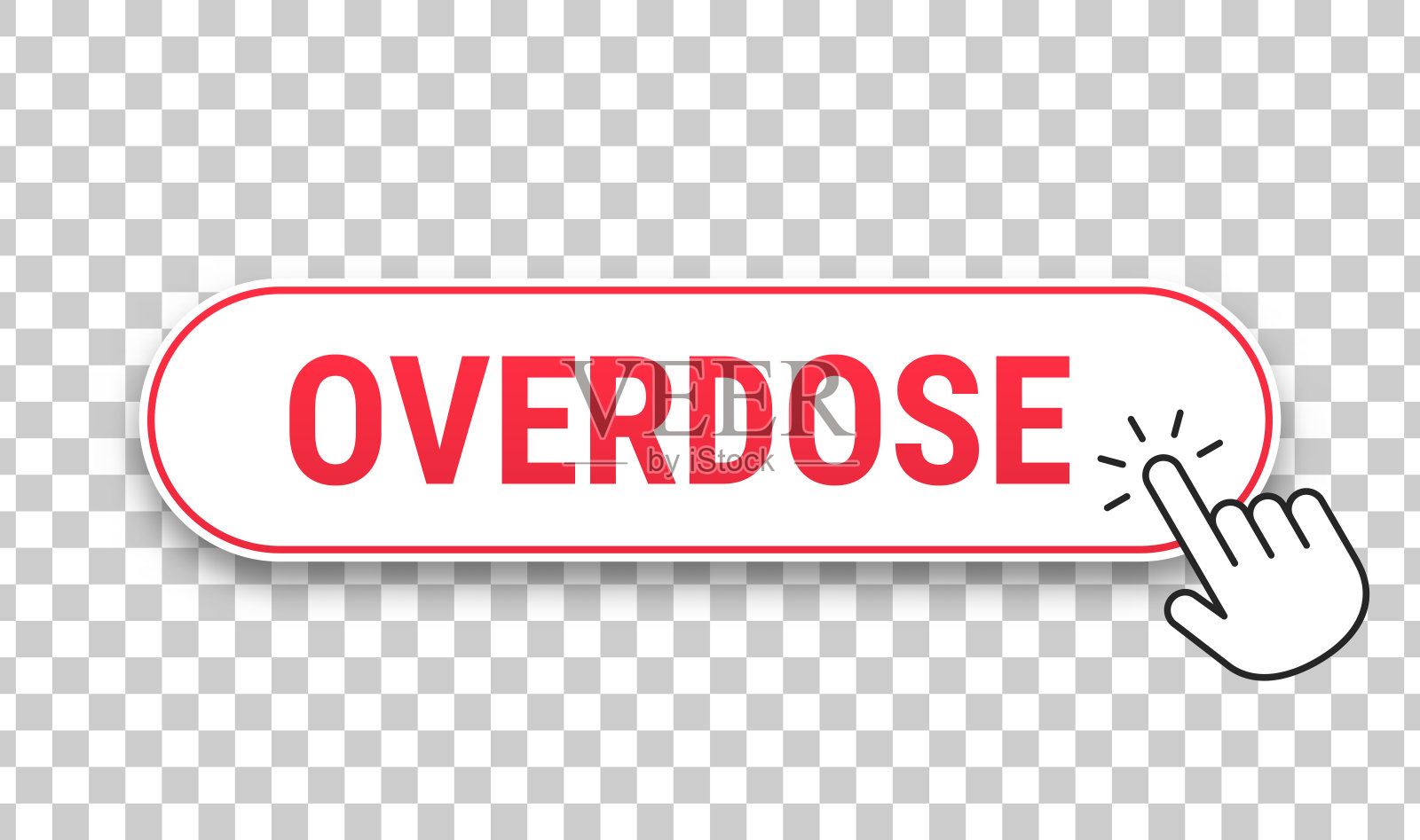 过量 - 3D点击网页按钮，手形光标在空白背景上插画图片素材