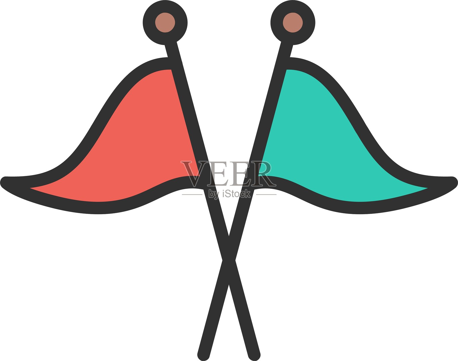 填充图标的旗帜轮廓插画图片素材