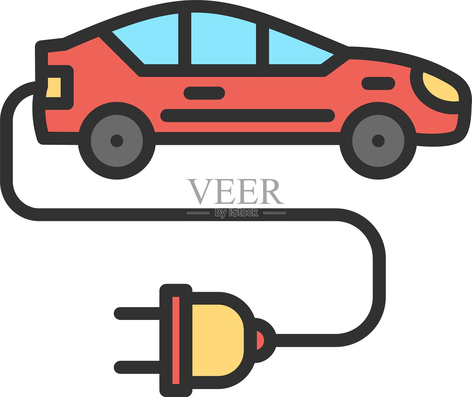 电动汽车轮廓填充图标插画图片素材