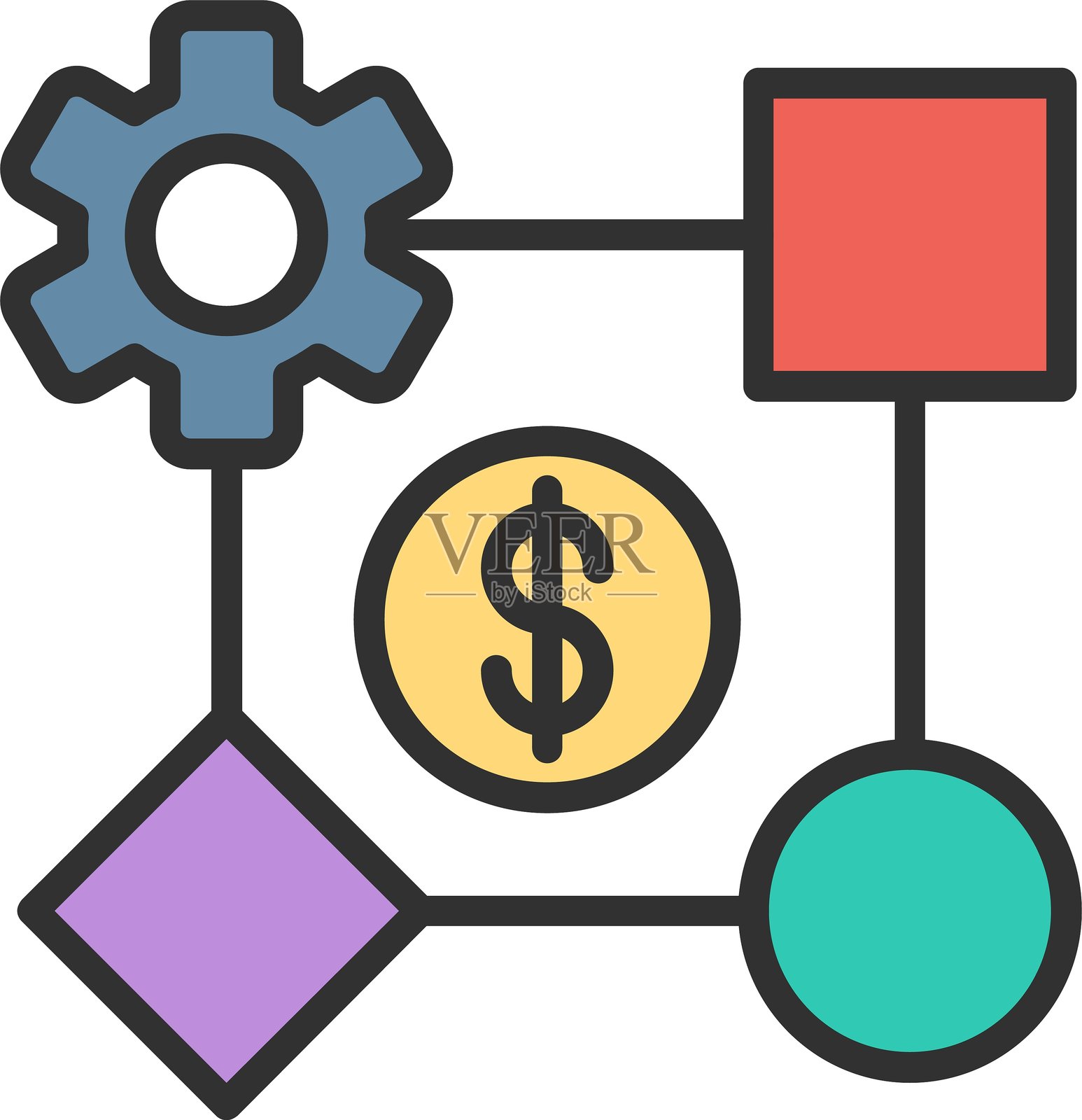 商业模型大纲填充图标插画图片素材