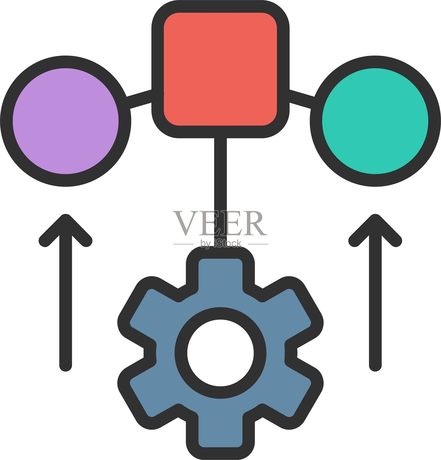 微服务轮廓填充图标插画图片素材