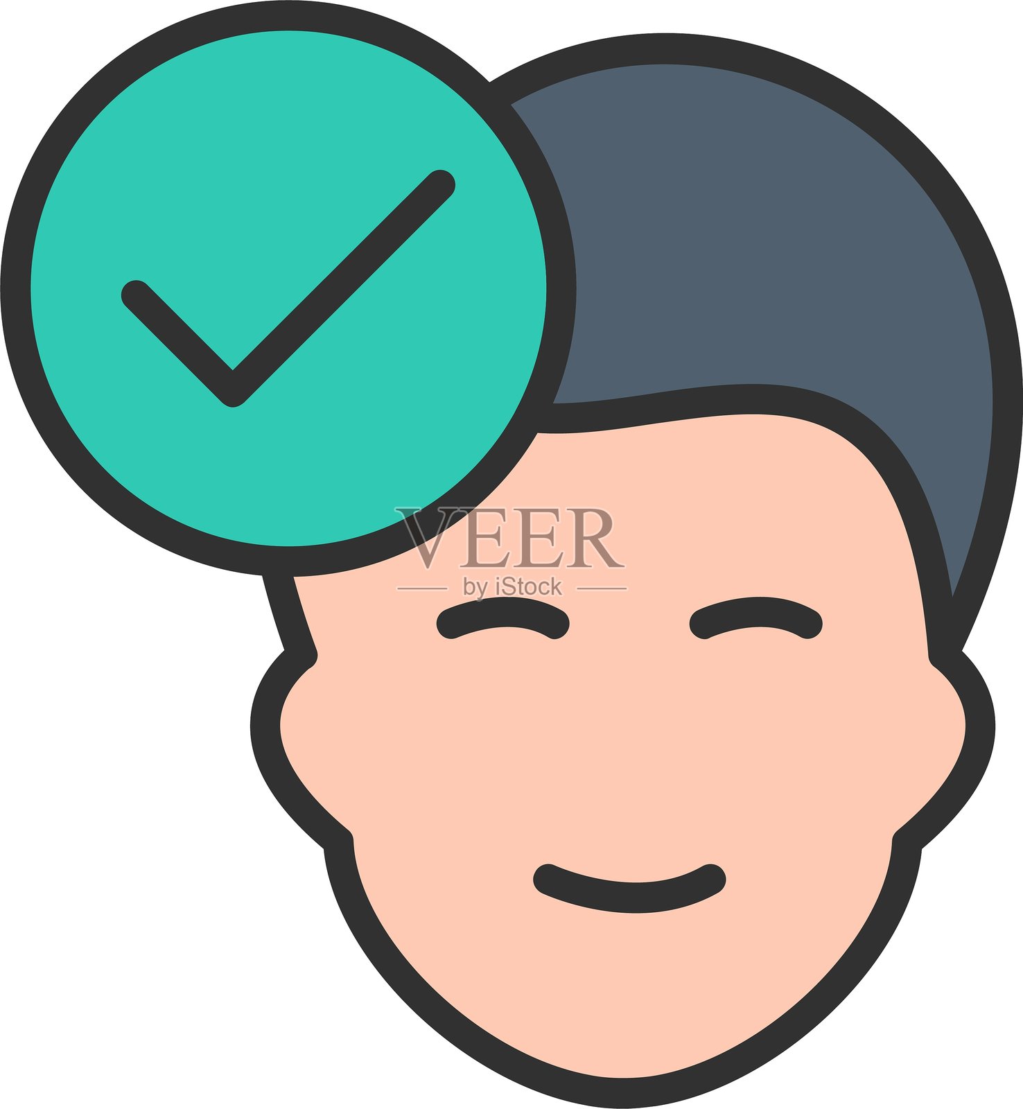 身份验证轮廓填充图标插画图片素材