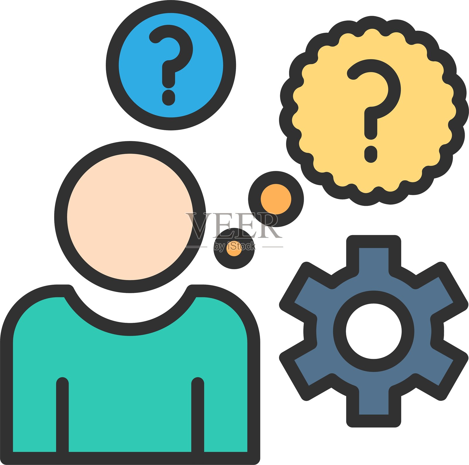 思维轮廓填充图标插画图片素材