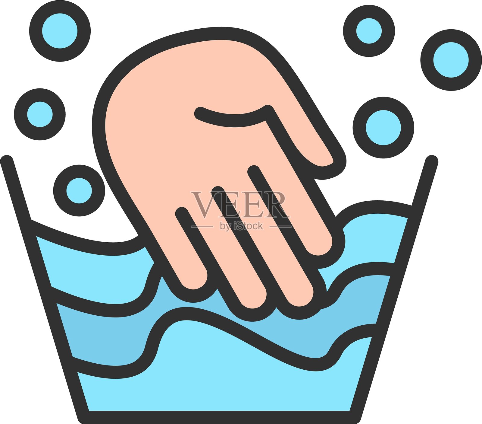 手洗轮廓填充图标插画图片素材