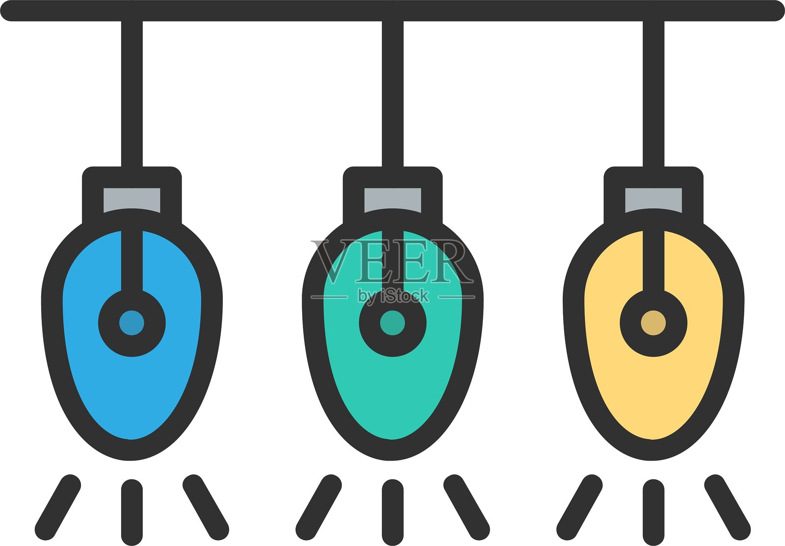 灯光轮廓填充图标插画图片素材