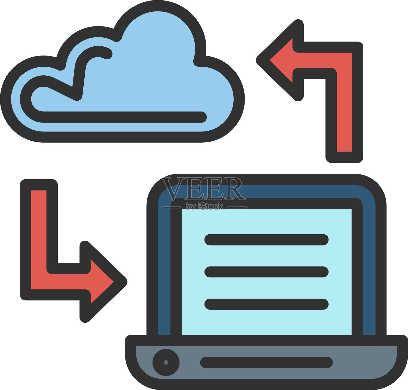 数据传输轮廓填充图标插画图片素材