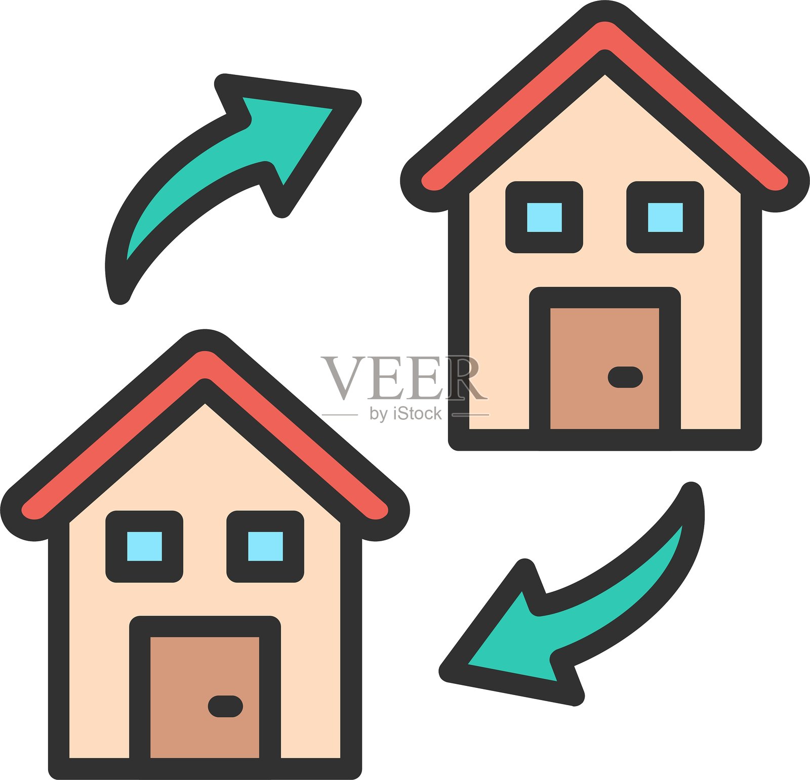 搬家轮廓填充图标插画图片素材